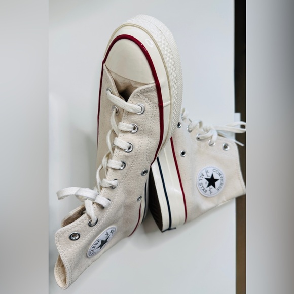 Converse Chuck Taylor White and Red Sneakers - Picture 1 of 4